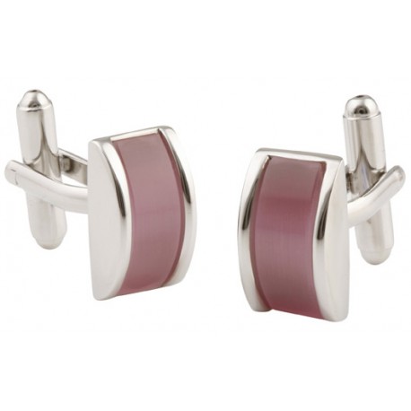 Rectangle Enamel Pink Cufflinks