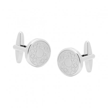 Nickel Polished Cufflinks with Flora Motif