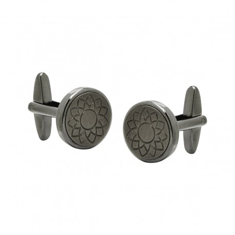 Gunmetal Cufflinks with Flora Motif