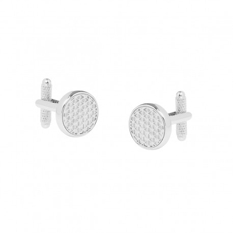 Round Nickel Polished Cufflinks with Mother of Pearl