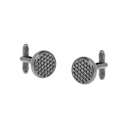 Round Gunmetal Mother of Pearl Cufflinks