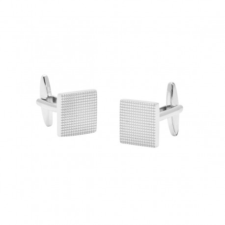 Square Nickel Polished Grid Cufflinks