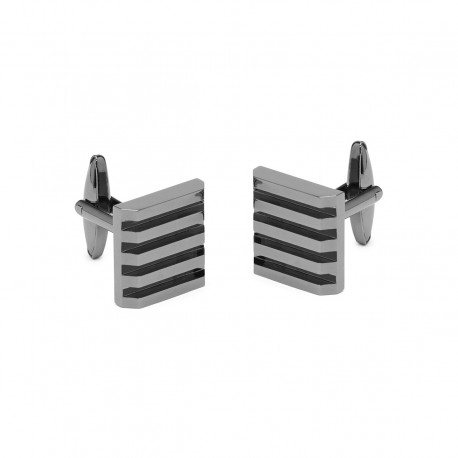 Sold Stripe Square Gunmetal Cufflinks