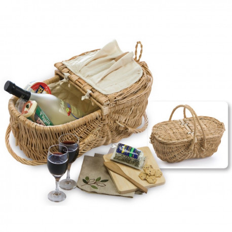 Wicker Picnic Basket Set - Wine & Cheese