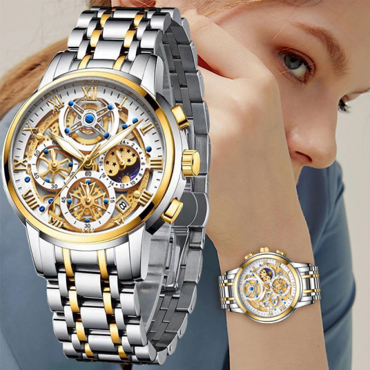 LIGE 2023 New Gold Women Watches Creative Steel Women's Bracelet Wrist Watches Ladies Fashion Waterproof Female Relogio Feminino