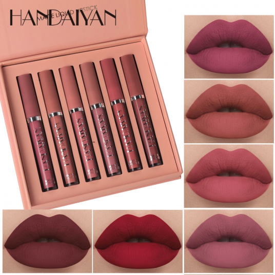 6Pcs Makeup Lipstick Liquid Velvet Matte Gloss Lip Red Lipstick Nude Women Long Lasting Waterproof Beauty Cosmetic Kit