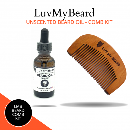 LuvMyBeard Unscented Beard Oil Comb Kit