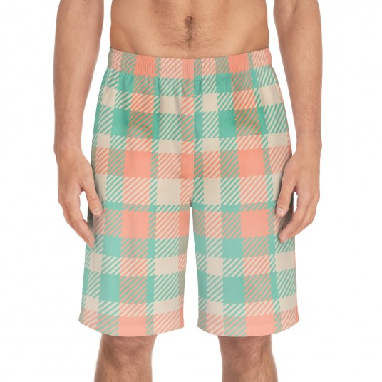 Teal   Salmon Board Shorts 