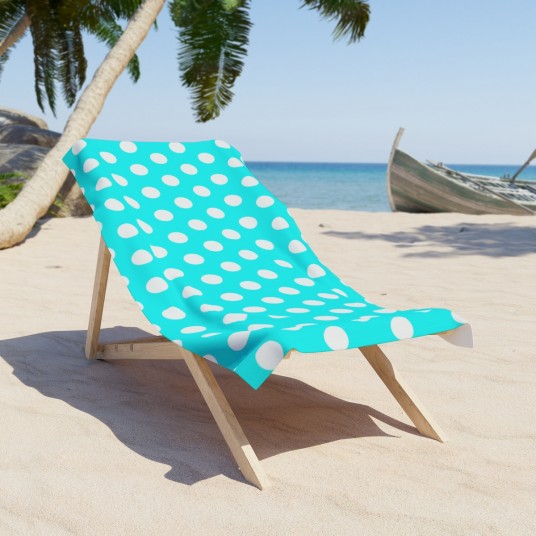 Aqua Polka Dot Beach Towel