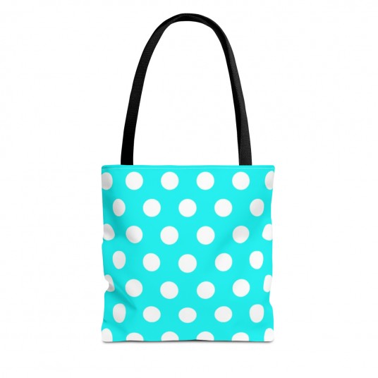 Aqua Polka Dot Tote Bag