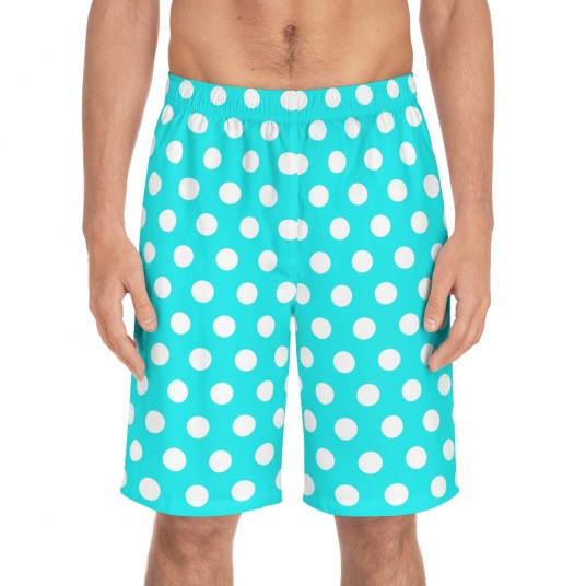 Aqua Polka Dot Board Shorts 