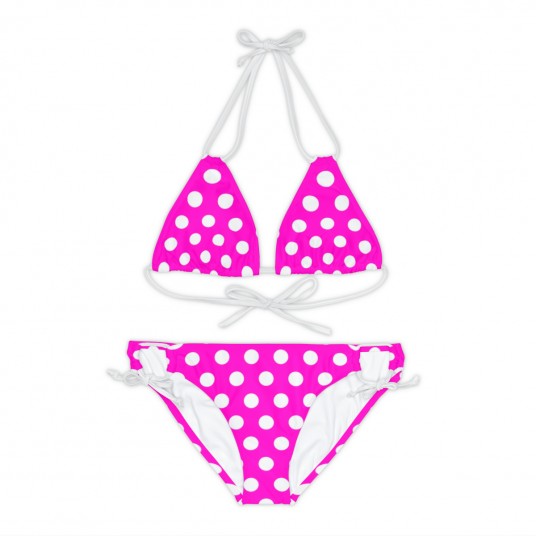 Fuchia Polka Dot Bikini Set 