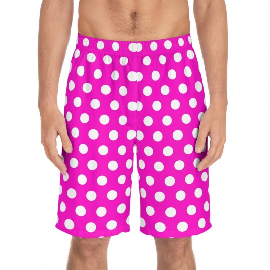 Fuchia Polka Dot Board Shorts