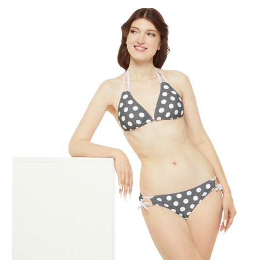 Grey Polka Dot Bikini Set