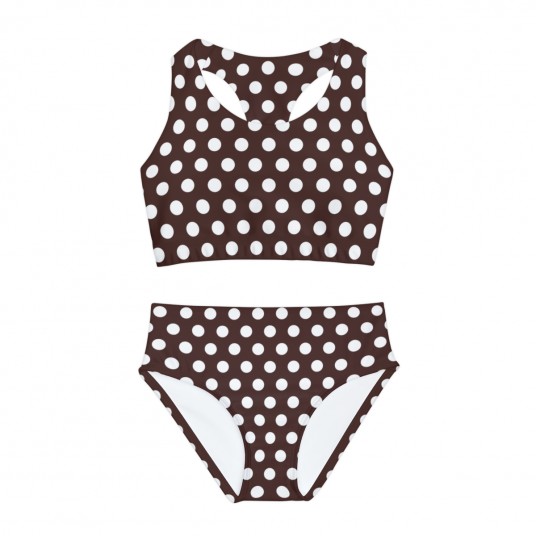 Girls Black Polka Dot  Swimsuit