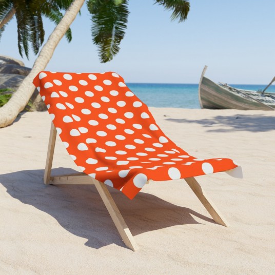Orange Polka Dot Beach Towel