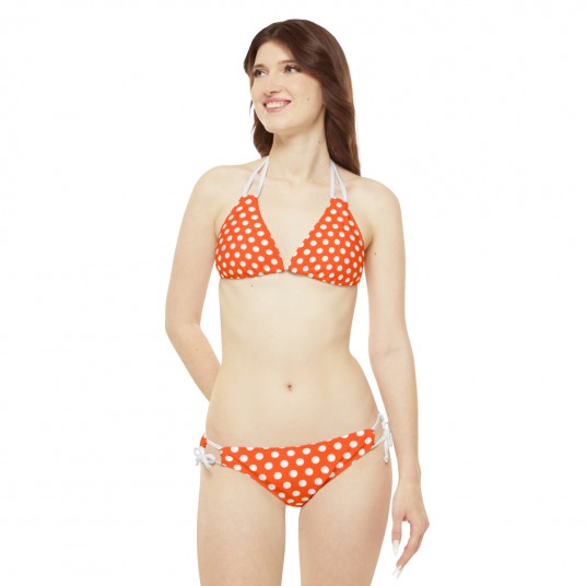 Orange Polka Dot Bikini Set