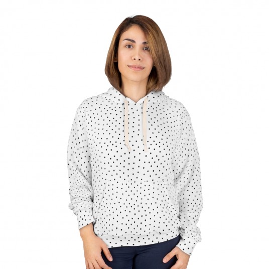 Black and White Polka Dot Unisex Pullover Hoodie