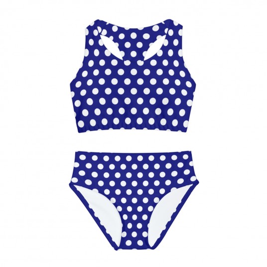 Girls Blue Polka Dot Swimsuit