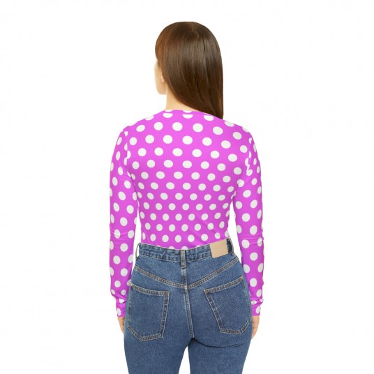 Pink Polka Dot V-neck Shirt