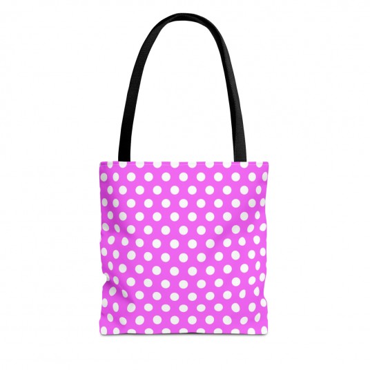 Pink Polka Dot Tote Bag