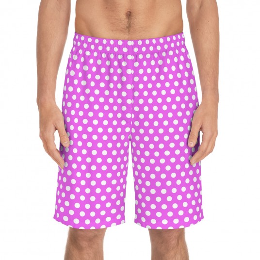 Pink Polka Dot Board Shorts