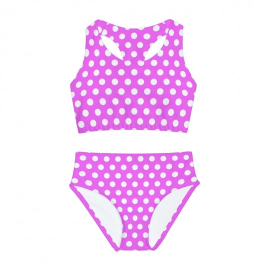 Girls Pink Polka Dot Swimsuit