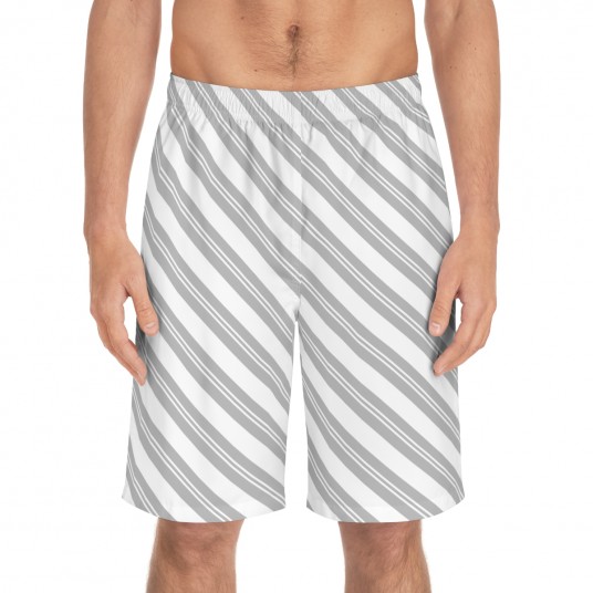 Silver Diagonal Board Shorts 