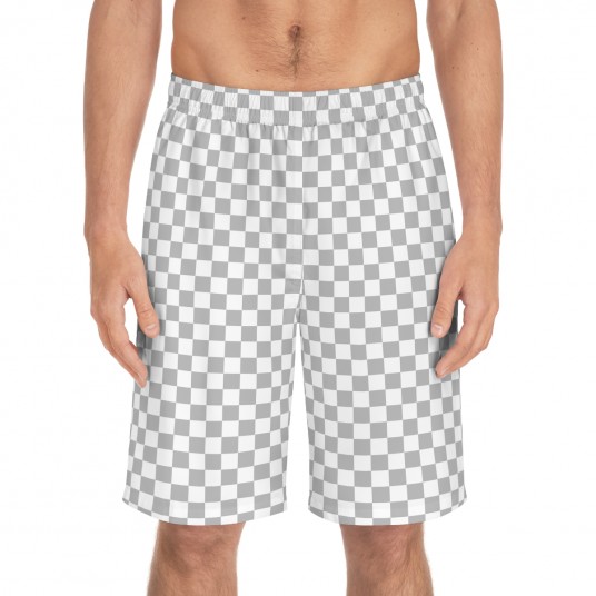 Silver Checkered Board Shorts 