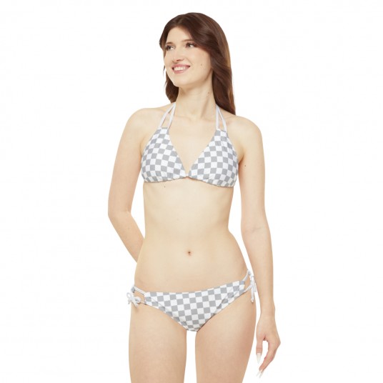 Silver Chekered Bikini Set 