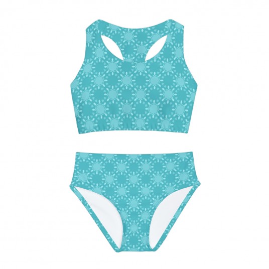 Girls Aqua Shell Swimsuit 