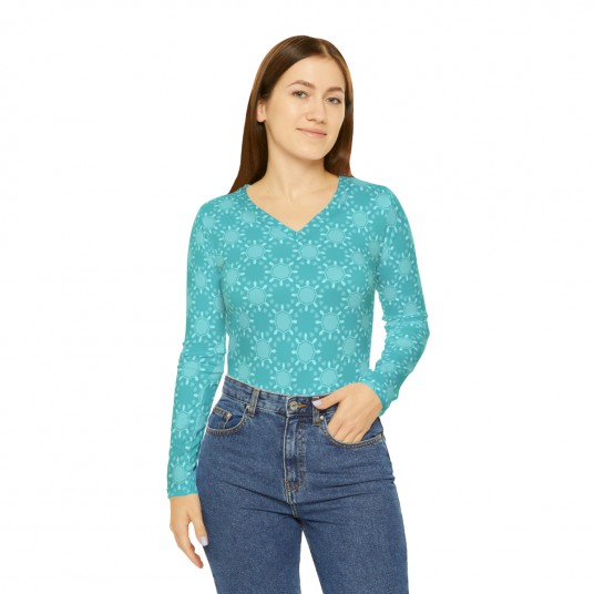 Aqua Shell V-neck Shirt 