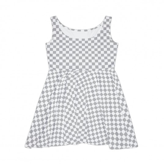 Silver Checkered Skater Dress 