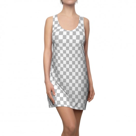 Silver Checkered Racerback Dress 