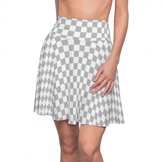 Silver Checkered Skater Skirt 