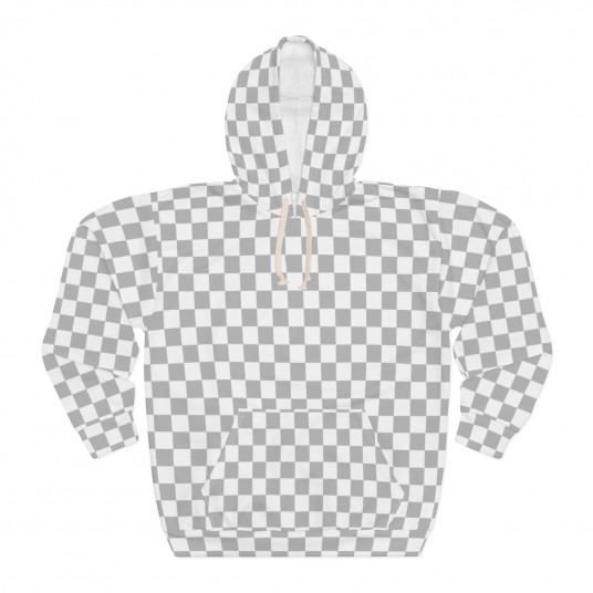 Silver Chekered Pullover Hoodie 