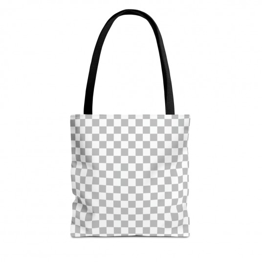 Silver Checkered Tote Bag 