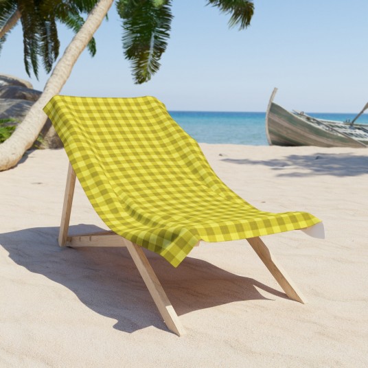 Yellow Plaid Beach Towel