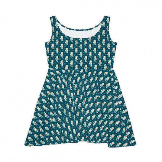 Seahorse Teal Skater Dress  AOP 