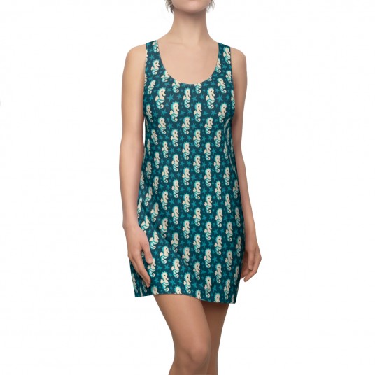 Seahorse Teal Racerback Dress 