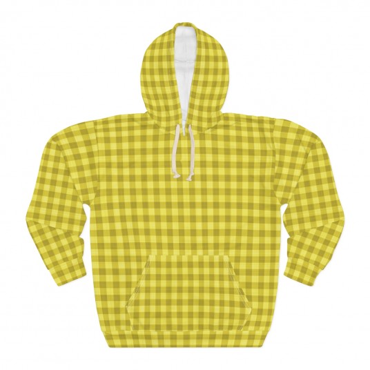 Yellow Plaid Pullover Hoodie  AOP 