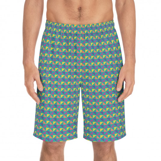 Men s Blue Geo Diamond Board Shorts