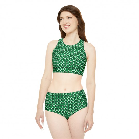 Green Geo Squares Sporty Set