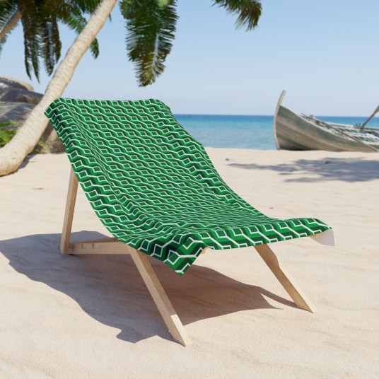 Green Geo Squares Beach Towel