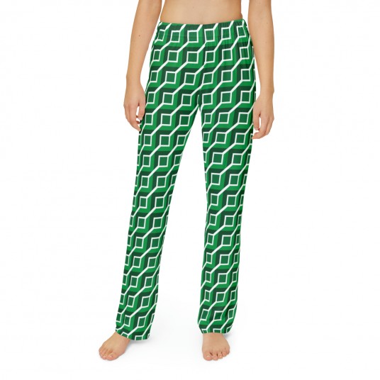 Kids Green Geo Squares Pajama Pants