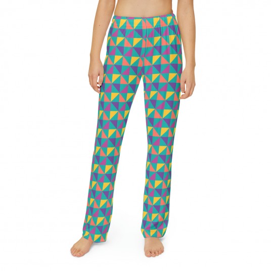 Kids Rainbow Colored Geo Diamond  Pajama Pants 