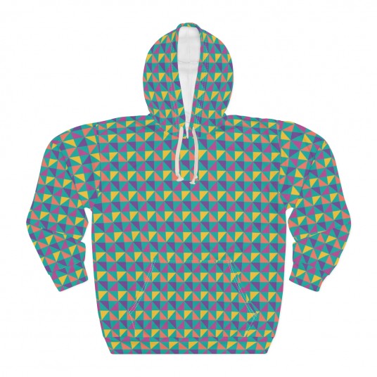 Rainbow Colored Geo Diamond Pullover Hoodie