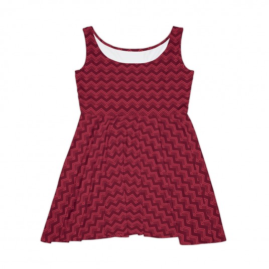 Women s Burgundy Chevron Skater Dress 