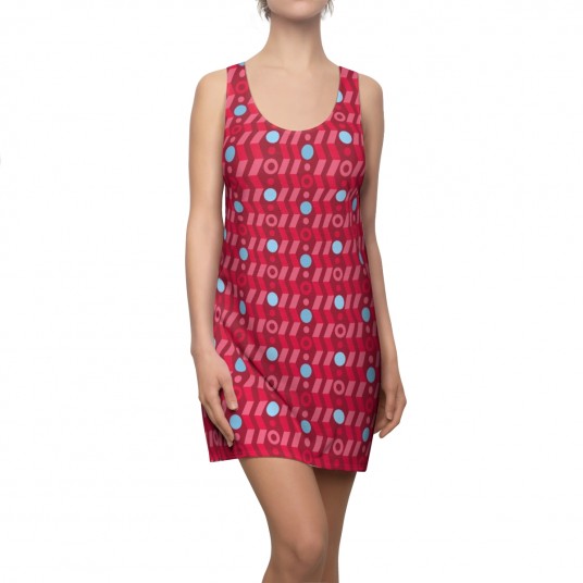 Women s Red With Blue Dots Racerback Dress 