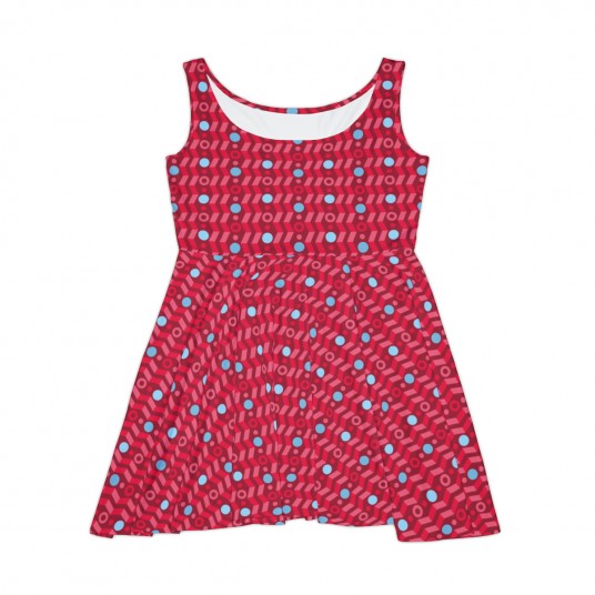 Women s Red With Blue Dots Skater Dress